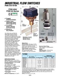 Thumbnail of document Data Sheet - FSW-41A Industrial Flow Switches - From 2 to 15 Feet/Second